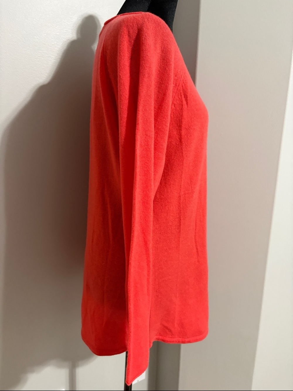 NWOT Celeste Coral-Red Wool-Cashmere Crewneck Sweater - Picture 3 of 5